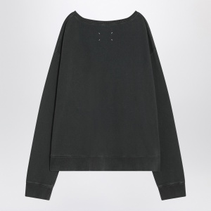 Maison Margiela Faded black sweatshirt with printed logo - Img 2