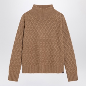 Max Mara Camel cable knit turtleneck jumper