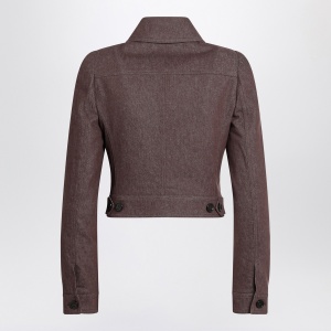 Max Mara Cropped brown denim-effect jacket - Img 2