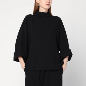 MKDT Studio Black Bailee blouse in crêpe georgette