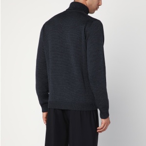 Roberto Collina Anthracite grey wool turtleneck sweater - Img 2