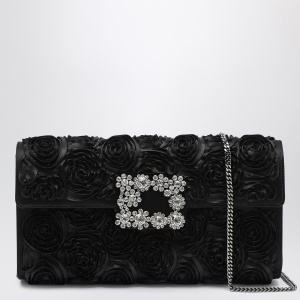 ROGER VIVIER Black Flower clutch bag Efflorescence