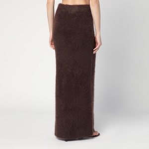 Soft Goat Long Mocha-coloured brushed cashmere skirt - Img 2