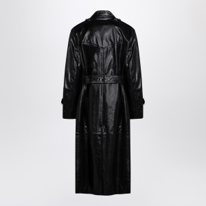 Sportmax Black trench coat in semi-glossy nappa leather - Img 2