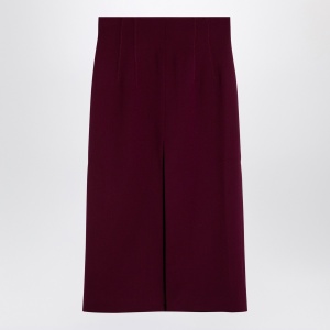 THE ANDAMANE Stephanie Burgundy wool-blend midi skirt