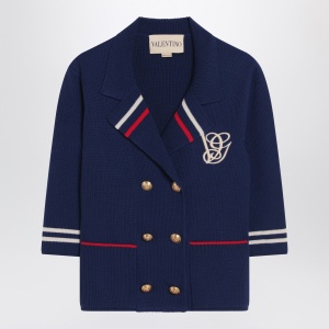 Valentino Blue double-breasted wool cardigan