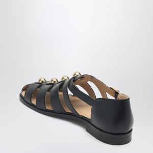 Valentino Garavani Black leather fisherman sandals with studs - Img 2