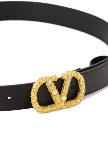 Valentino Garavani crystal embellishment VLogo Signature leather belt - Img 3