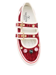 Valentino Garavani Jewel-embellished buckle sneakers - Img 2