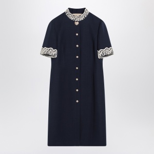 Valentino Indigo blue dress with macramé trim