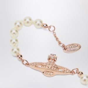 Vivienne Westwood Mini Bas Relief Pearl Bracelet Rose Gold - Img 2