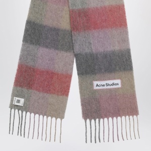 Acne Studios Fuchsia/lilac/pink mohair checked scarf - Img 2