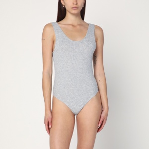 ANINE BING Ginny grey ribbed bodysuit