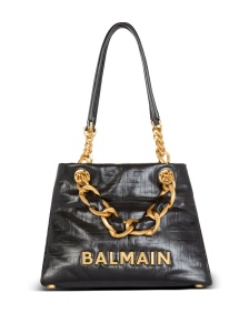 Balmain 1945 Soft PB-monogrammed crinkled small leather tote bag - Img 3