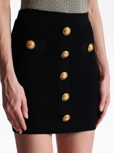 Balmain Button-detail knitted miniskirt - Img 3