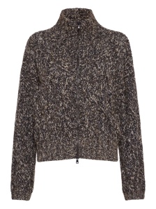 Brunello Cucinelli Dazzling chiné cable knit cardigan in soft wool, cashmere and mohair with zipper