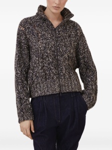 Brunello Cucinelli Dazzling chiné cable knit cardigan in soft wool, cashmere and mohair with zipper - Img 3