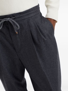 Brunello Cucinelli Drawstring-waistband wool tapered trousers - Img 3
