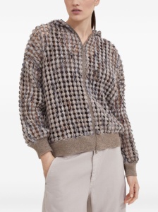 Brunello Cucinelli Net-Embroidered Zip-Up Hoodie - Img 3
