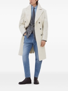 Brunello Cucinelli One-and-a-half-breasted coat in wide cashmere corduroy with patch pockets and metal buttons - Img 4
