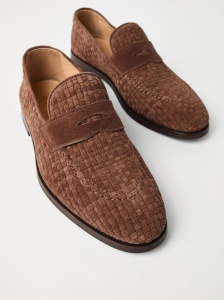 Brunello Cucinelli Penny Loafer in woven suede - Img 3