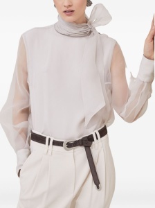 Brunello Cucinelli Pussybow silk blouse - Img 4