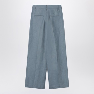 Brunello Cucinelli Wide avio-colored trousers in linen blend - Img 2