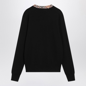 Burberry Black wool sweater with check details - Img 2