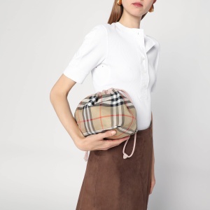 Burberry Reversible pouch in pink nylon with Check pattern - Img 2