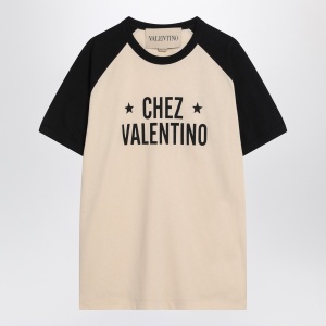 Butter/black T-shirt with Chez Valentino print