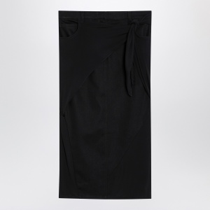 Courreges Courrèges Black midi skirt with draping