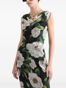 Dolce & Gabbana Gardenia-print chiffon midi dress - Img 4
