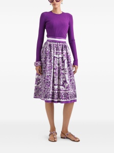 Dolce & Gabbana Gathered twill skirt with maiolica print - Img 2