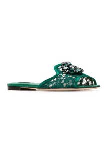 Dolce & Gabbana Slippers in lace with crystals - Img 2