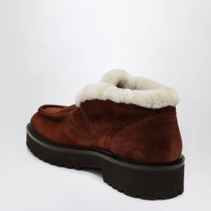 Doucal''s Brown suede moccasin with fur - Img 2