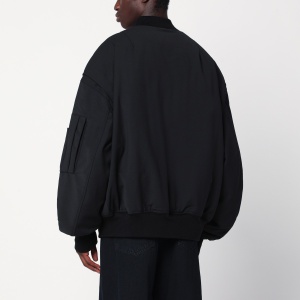 Entire Studios Black zip-up bomber jacket in wool blend - Img 2