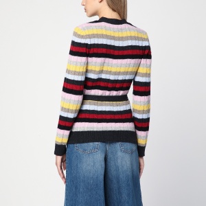 GANNI Multicoloured striped cardigan with belt - Img 2