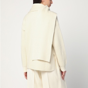Jil Sander Ivory sweater in wool with scarf - Img 2