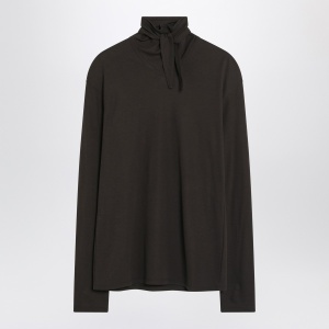 LEMAIRE Brown turtleneck with integrated scarf