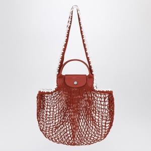 Longchamp L La Pliage mesh bag in Terracotta colour