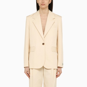 Maison Kitsuné Single-breasted cream cotton jacket