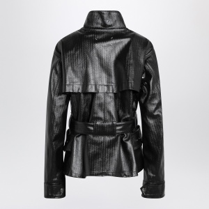 Maison Margiela Black cotton laminated belted jacket - Img 2