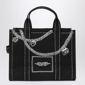 Marc Jacobs The Small Tote Bag nera in canvas with designs - Img 2