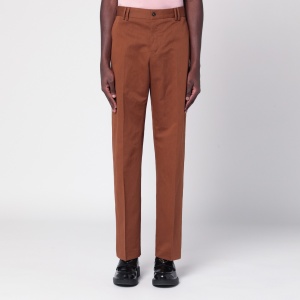 PT Torino Brown cotton and linen trousers