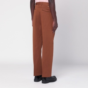 PT Torino Brown cotton and linen trousers - Img 2