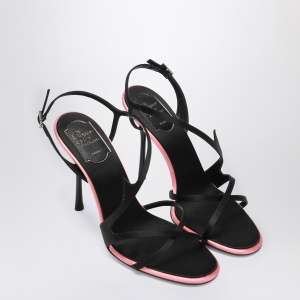 ROGER VIVIER Black satin heeled sandals - Img 2