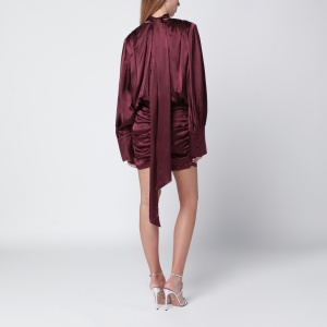 ROTATE Birger Christensen Bordeaux draped silk mini dress - Img 2