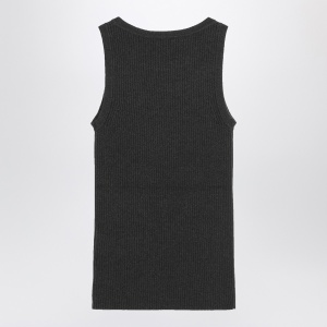 S Max Mara Green ribbed tank top in wool and cashmere - Img 2