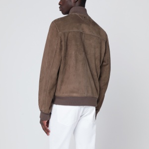 Salvatore Santoro Brown suede leather zip bomber - Img 2