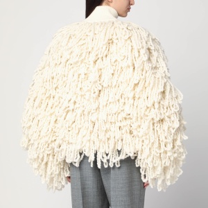 Stella McCartney White wool bomber jacket with fringes - Img 2